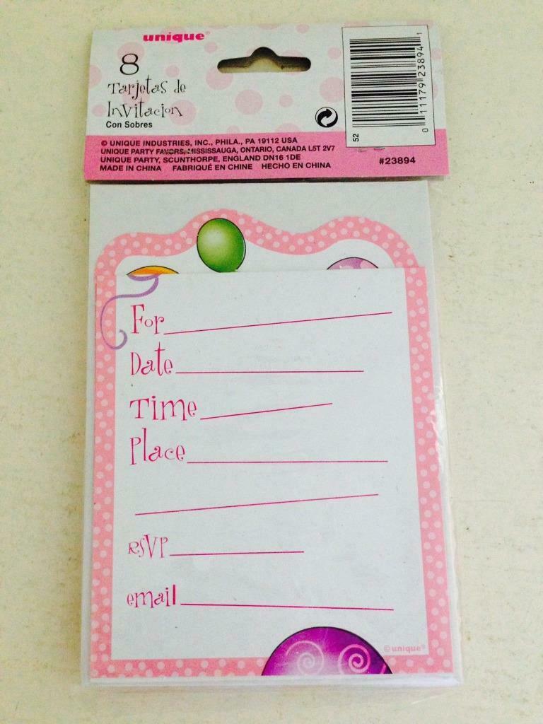 1 Yaş Doğum Günü Partisi Davetiyesi Pembe Renk 8 Adet