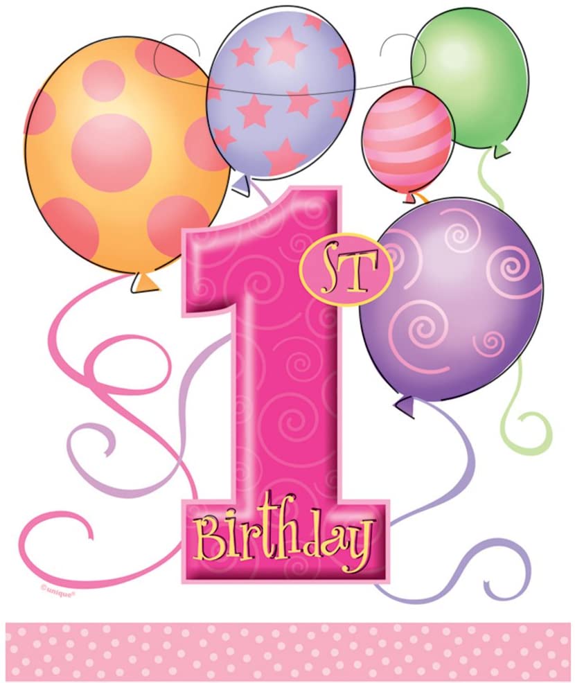 1 Yaş Kız Doğum Günü Pembe Parti Çantası 8 Adet 9 cm x 7.5 cm