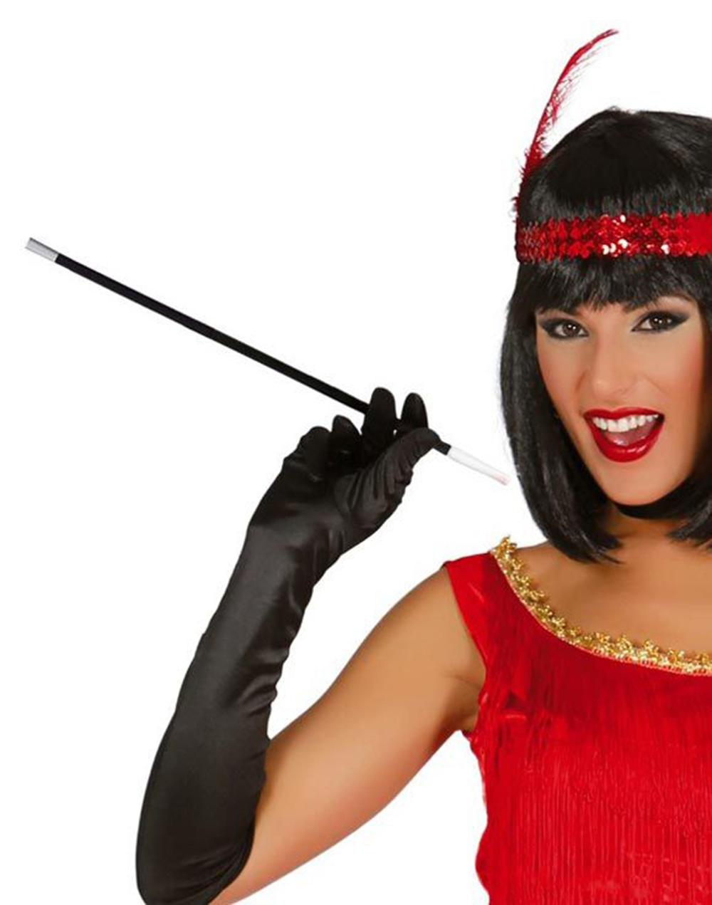 1920'ler 1990'lar Gatsby Kadın Aksesuar Seti – Kırmızı Charleston Saç Bandı ve Sigaralık