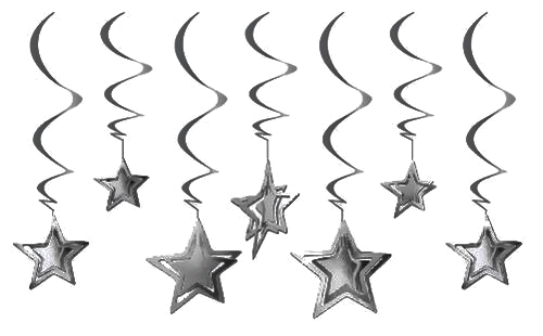 3 Boyutlu Spiralli Gümüş Renk Yıldız Şekilli Tavan Asma Süsü 10 Adet