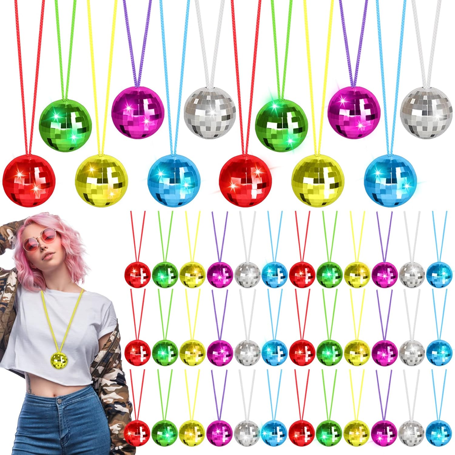 70'ler 80'ler ve 90'lar Temalı Disko Topu Kolye Seti 6 Adet