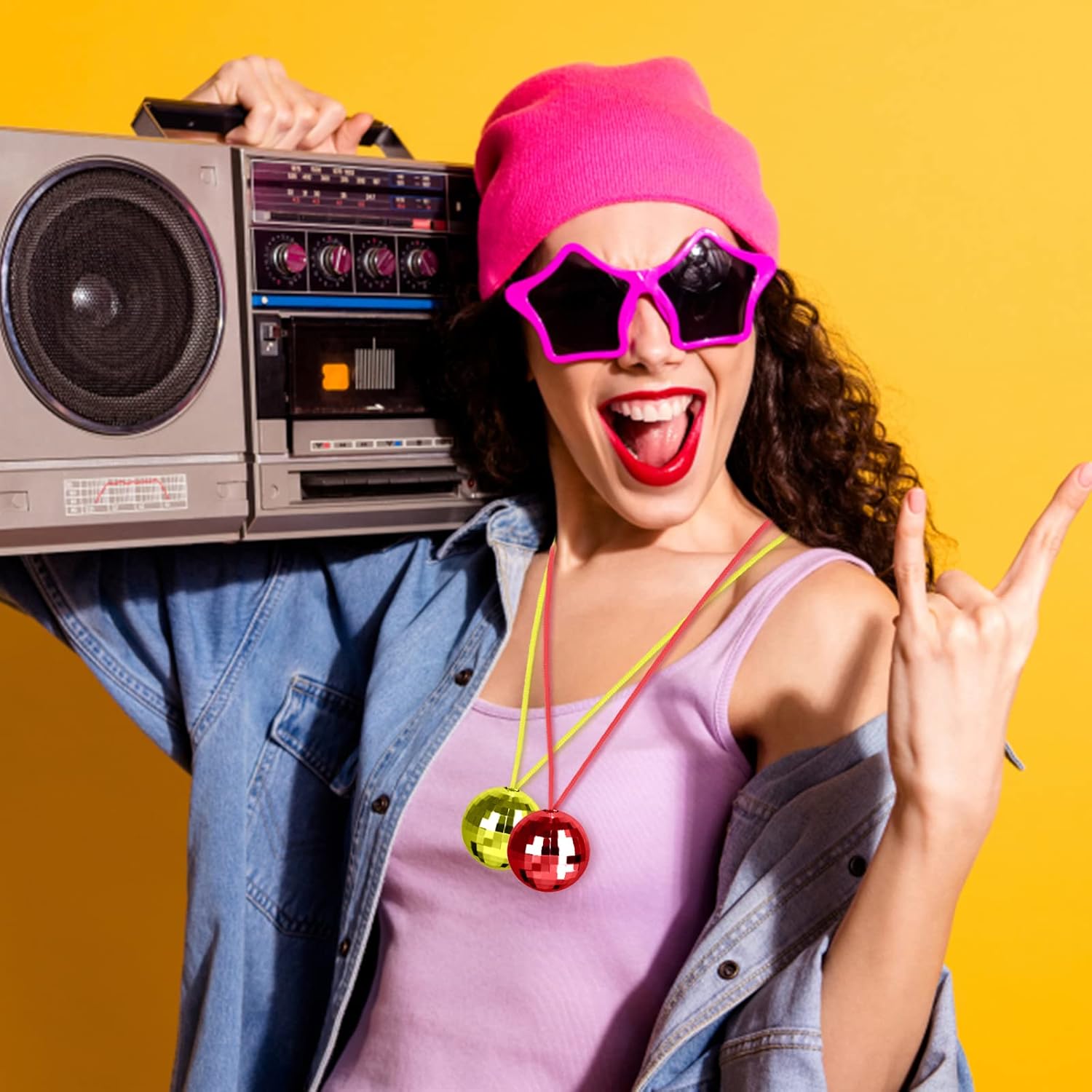 70'ler 80'ler ve 90'lar Temalı Disko Topu Kolye Seti 6 Adet