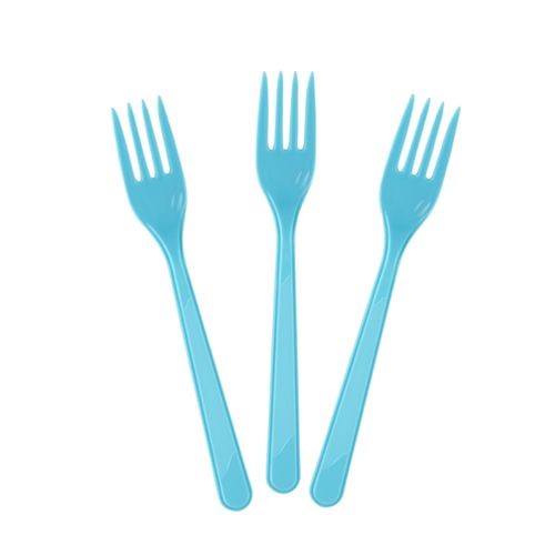 Açık Mavi Lüks Plastik Çatal 25 Adet