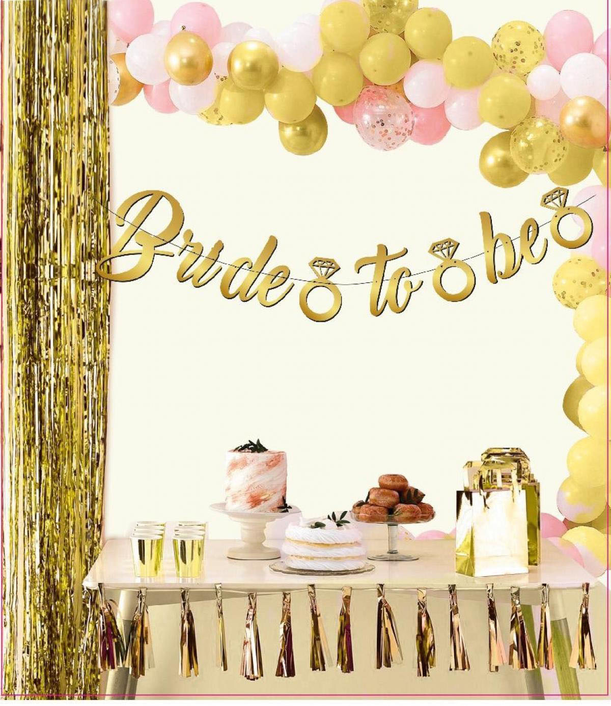 Altın Renk İtalik Yazı Bekarlığa Veda Partisi Tektaşlı Bride To Be Banner Flama Süs