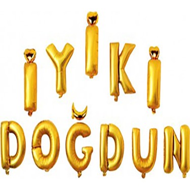 Altın Renk İyiki Doğdun Yazılı Doğum Günü Folyo Balonu 35 cm