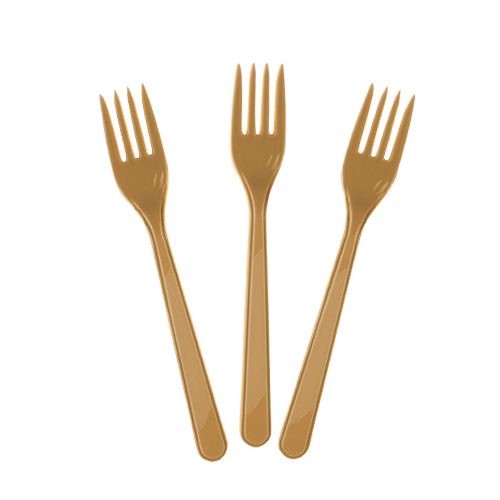 Altın Renk Lüks Plastik Çatal 25 Adet