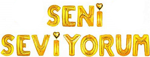 Altın Renk Seni Seviyorum Folyo Balon 35 cm