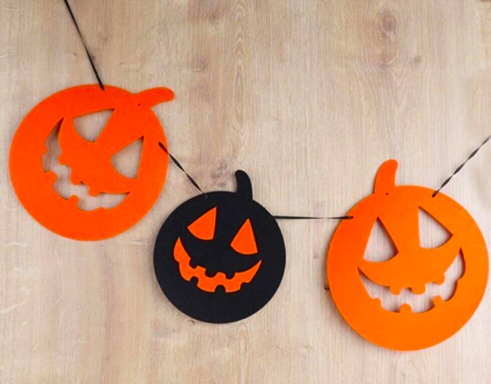 Balkabağı Keçe Süsleme Dekor 3 lü 20X23 cm 1.70 Metre 