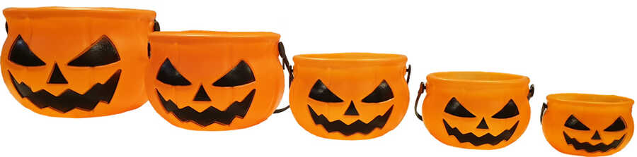 Balkabağı Şeker Kovası - Halloween Kabak Kova 5 li