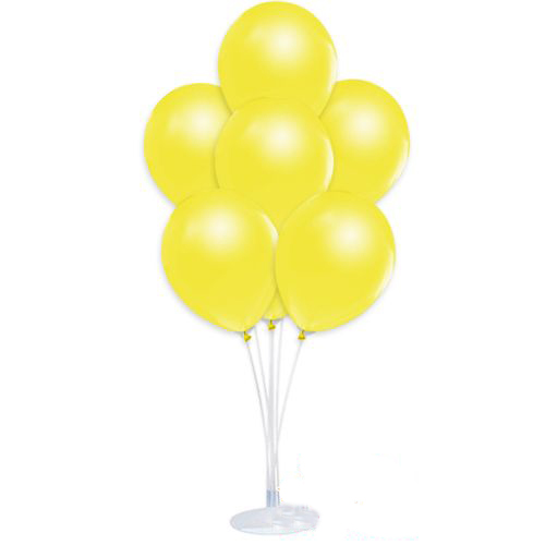 Balon Standı ve 10 Adet Sedefli Metalik Sarı Balon Seti