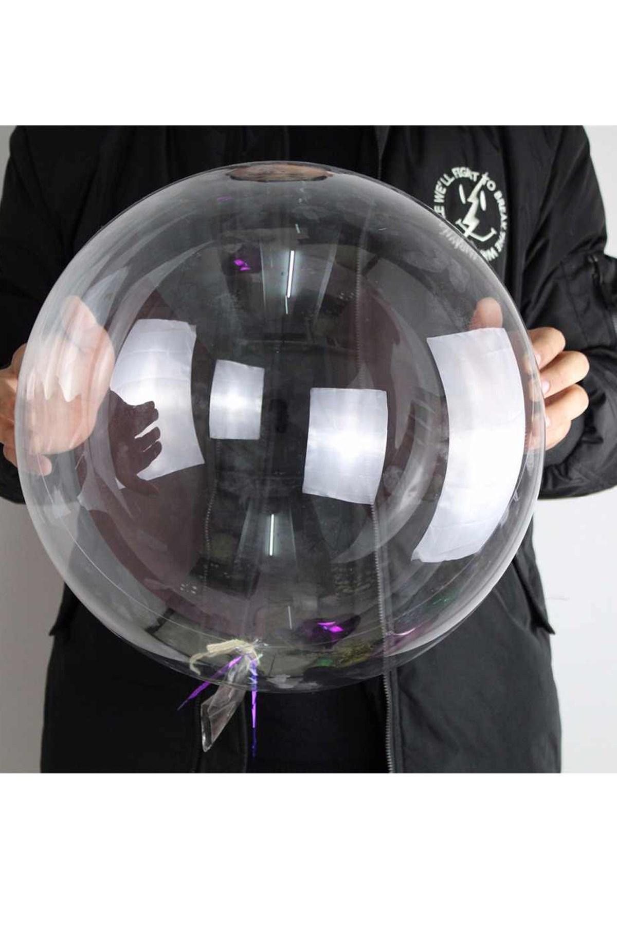 Bebek Mavisi Tüylü Dekorasyon Şeffaf Balon 24 İnch 