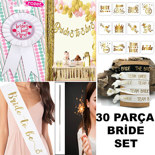 Bekarlığa Veda Gecesi Partisi Bride Aksesuar Lüks Parti Seti 30 Parça