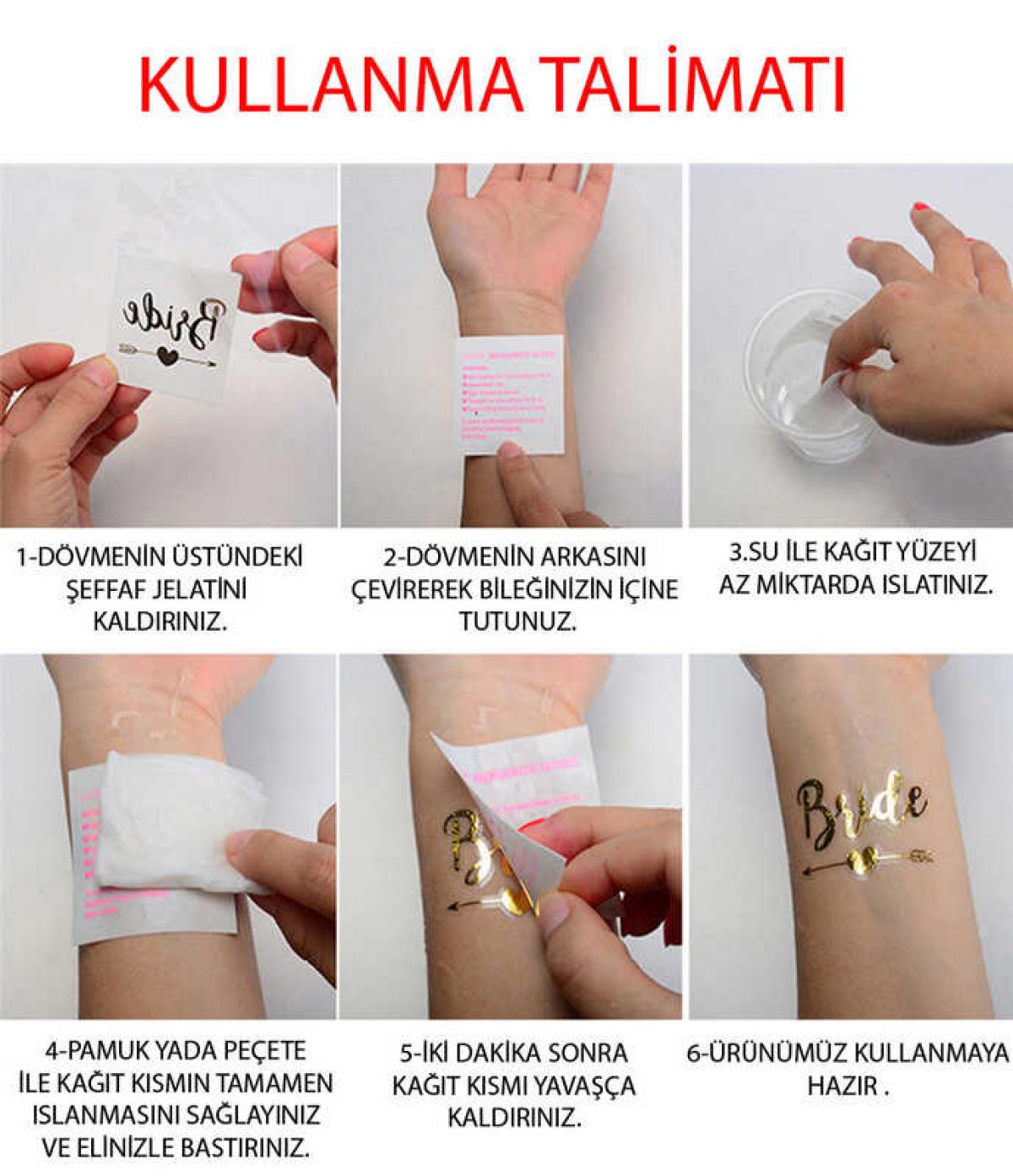 Bekarlığa Veda Partisi Flamingolu Team Bride Dövmesi Altın Renk