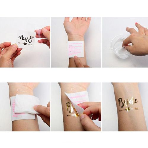 Bekarlığa Veda Team Bride Geçici Dövme - Bride Dövmeleri 10 Adet Altın Renk Model 5