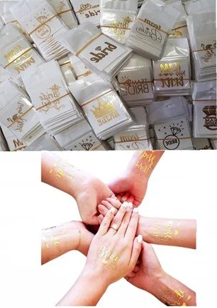 Bekarlığa Veda Team Bride Geçici Dövme - Bride Dövmeleri 10 Adet Altın Renk Model 5