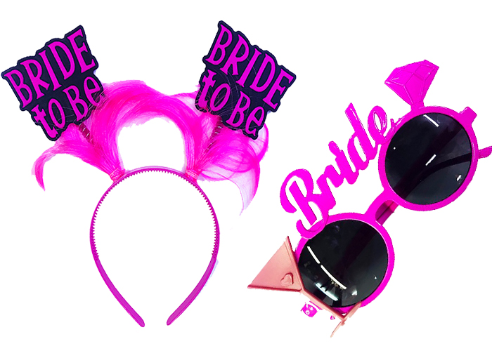 Bekarlığa Veda Tüylü Bride To Be Tacı ve Gözlük Seti Pembe Renk