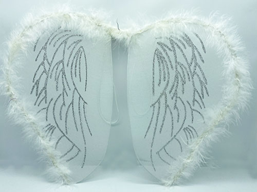 Beyaz Otrişli Beyaz Renk Çocuk Peri Kanadı-Bebek Peri Kanadı 30x40 cm