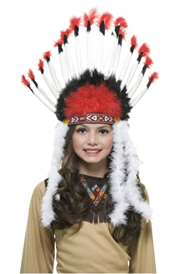 Beyaz Tüylü Siyah Kırmızı Büyük Hintli Kızılderili Başlığı