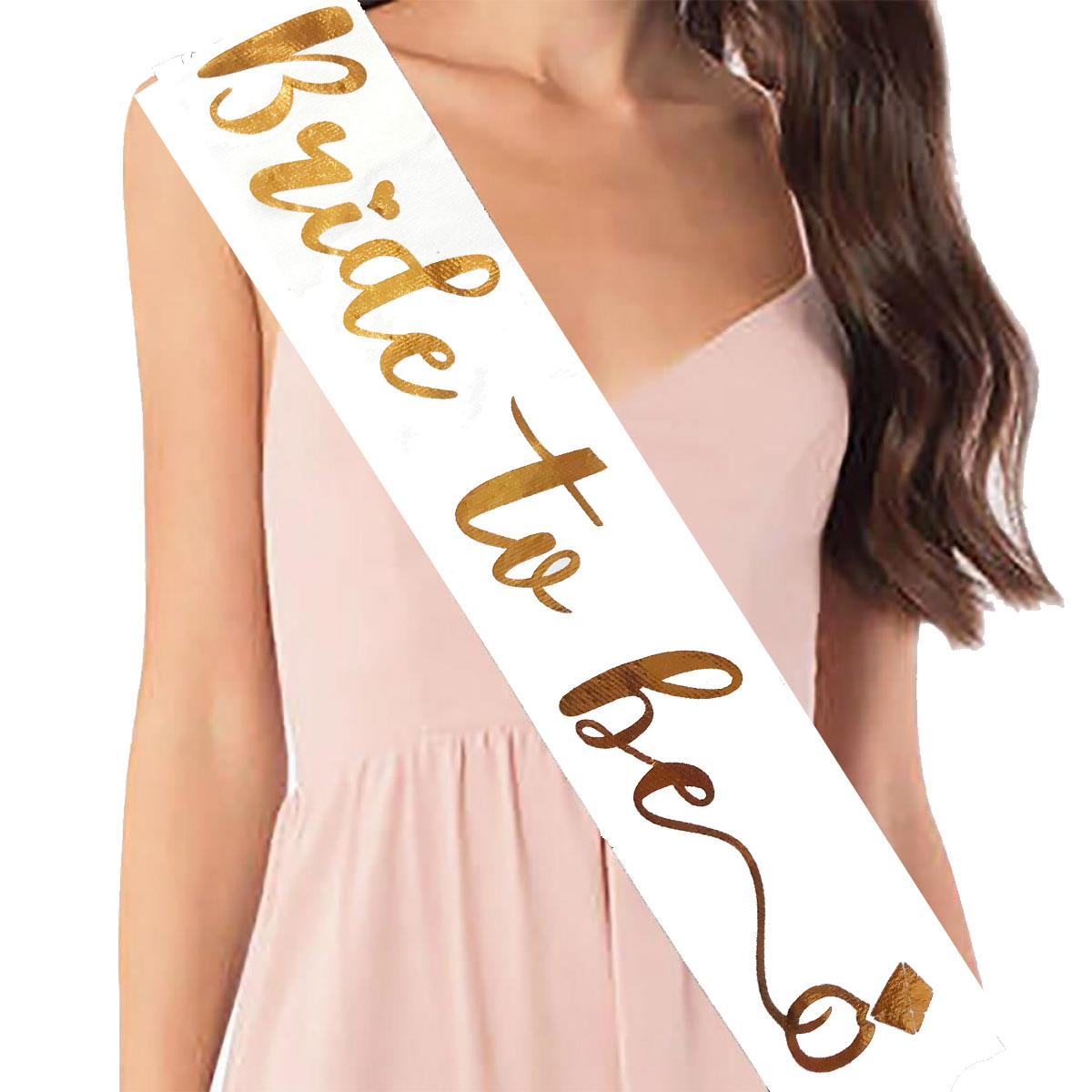 Beyaz Üzeri Parlak Bakır Rose Renk Yazılı Bekarlığa Veda Bride To Be Gelin Kuşağı