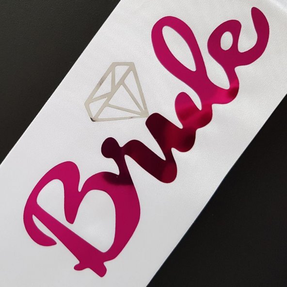 Bride To Be Saten Kuşak Beyaz Üzeri Metalize Fuşya Yazılı 160x9.5 cm