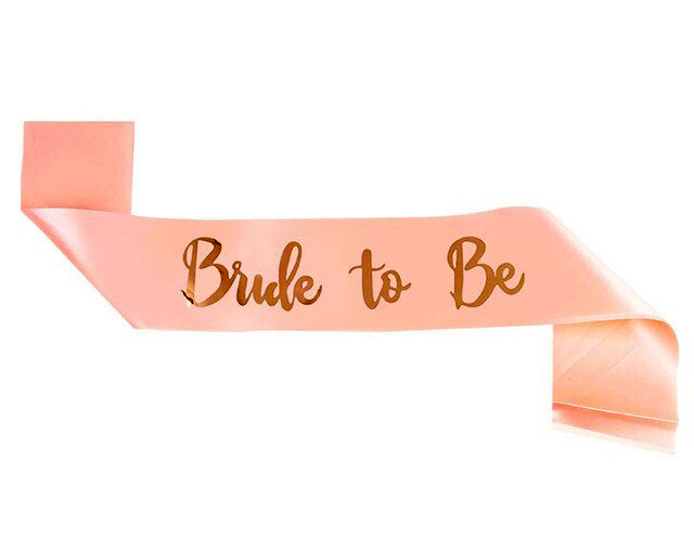 Bride To Be Saten Kuşak Pembe Üzeri Metalize Altın Yazılı 160x9.5 cm