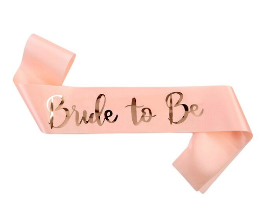 Bride To Be Saten Kuşak Pembe Üzeri Metalize Gümüş Yazılı 160x9.5 cm