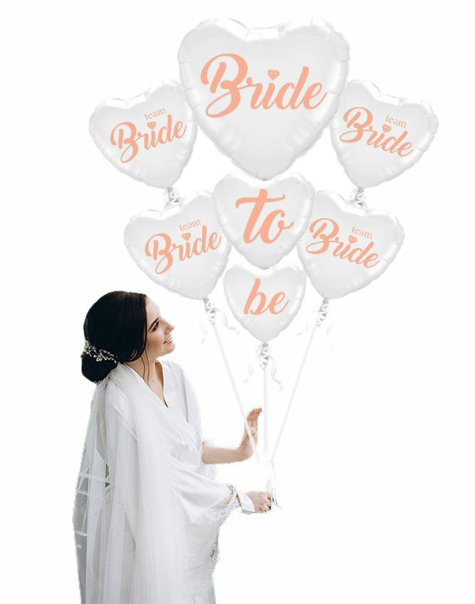 Bride To Be Team Bride Folyo Balon Buket Seti 5li Set Rose Gold Renk 100 cm