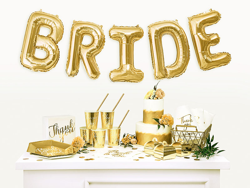 Bride Yazılı Bekarlığa Veda Partisi Folyo Balonu Altın Renk 100 cm