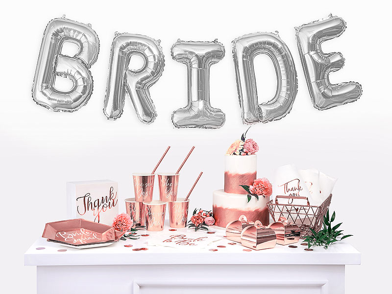 Bride Yazılı Bekarlığa Veda Partisi Folyo Balonu Gümüş Renk 100 cm