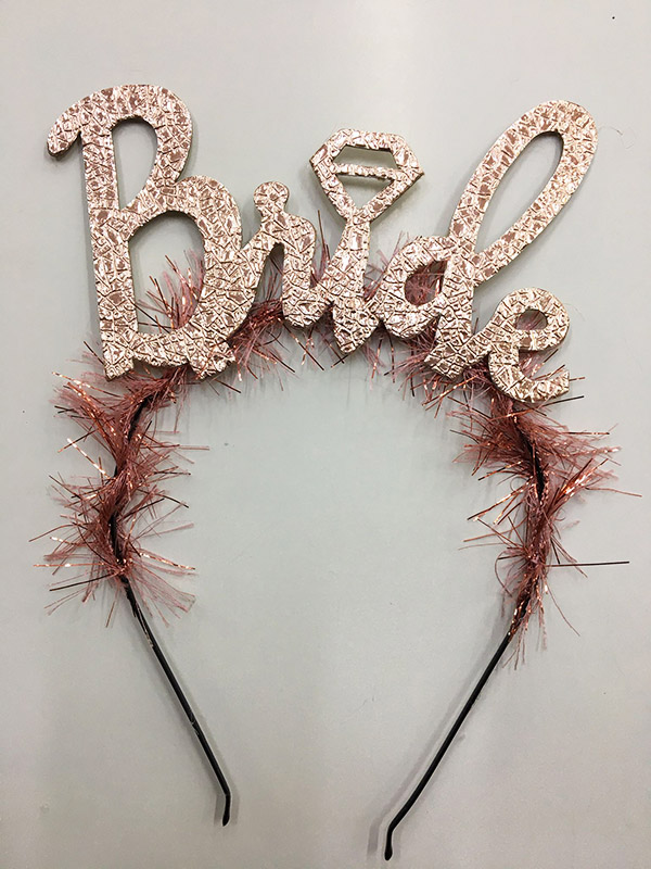 Bride Yazılı Metalize Rose Renk Bekarlığa Veda Parti Tacı 