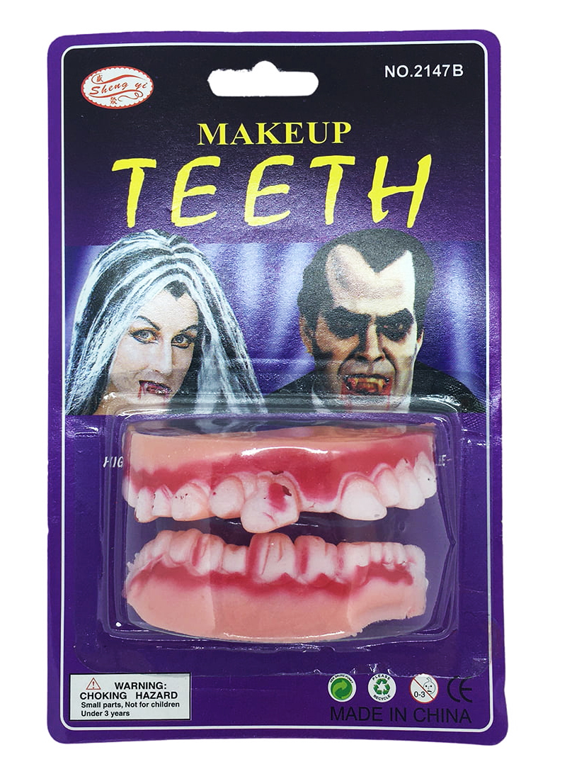 Çift Damak Kanlı Yamuk Dişler Şaka Takma Damak Diş