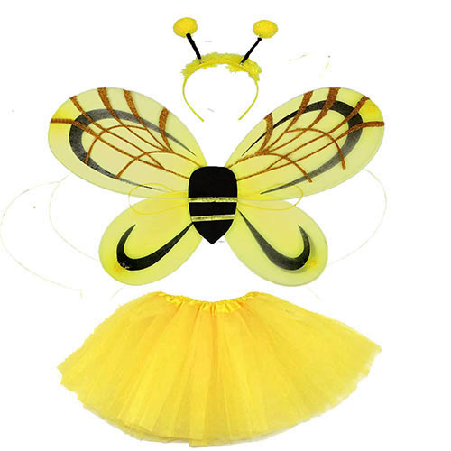 Çocuk Arı Kostümü Mega Arı Kanadı Arı Tütü Eteği ve Arı Tacı 