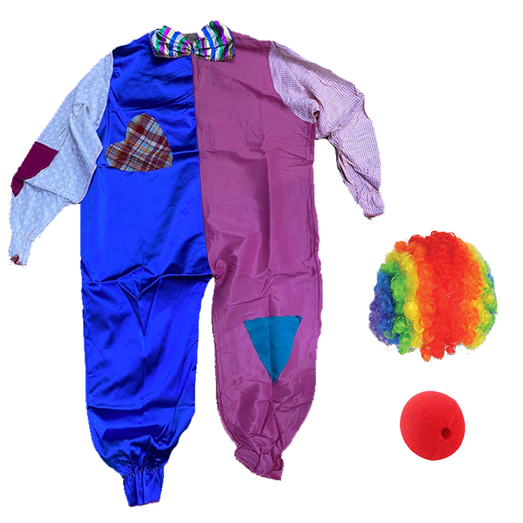 Çocuk Palyaço Kostümü Peruğu ve Burnu 12-13 Yaş Model 5