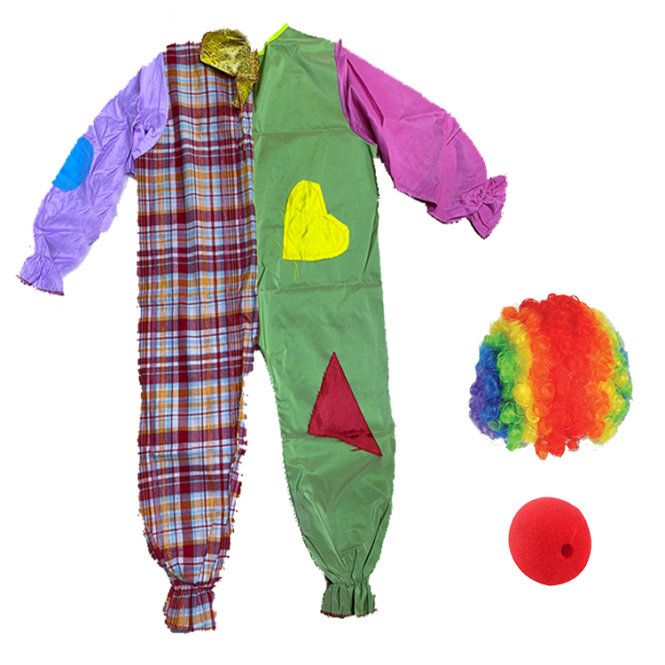 Çocuk Palyaço Kostümü Peruğu ve Burnu 8-9 Yaş Model 12