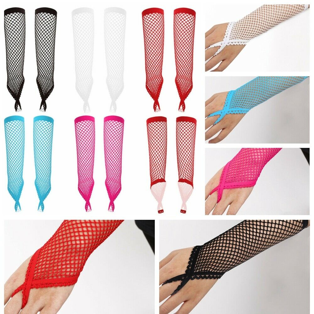 Dirsek Altı Boy Uzun File Örgü Eldiven Kırmızı Siyah Beyaz Renk 3 Adet