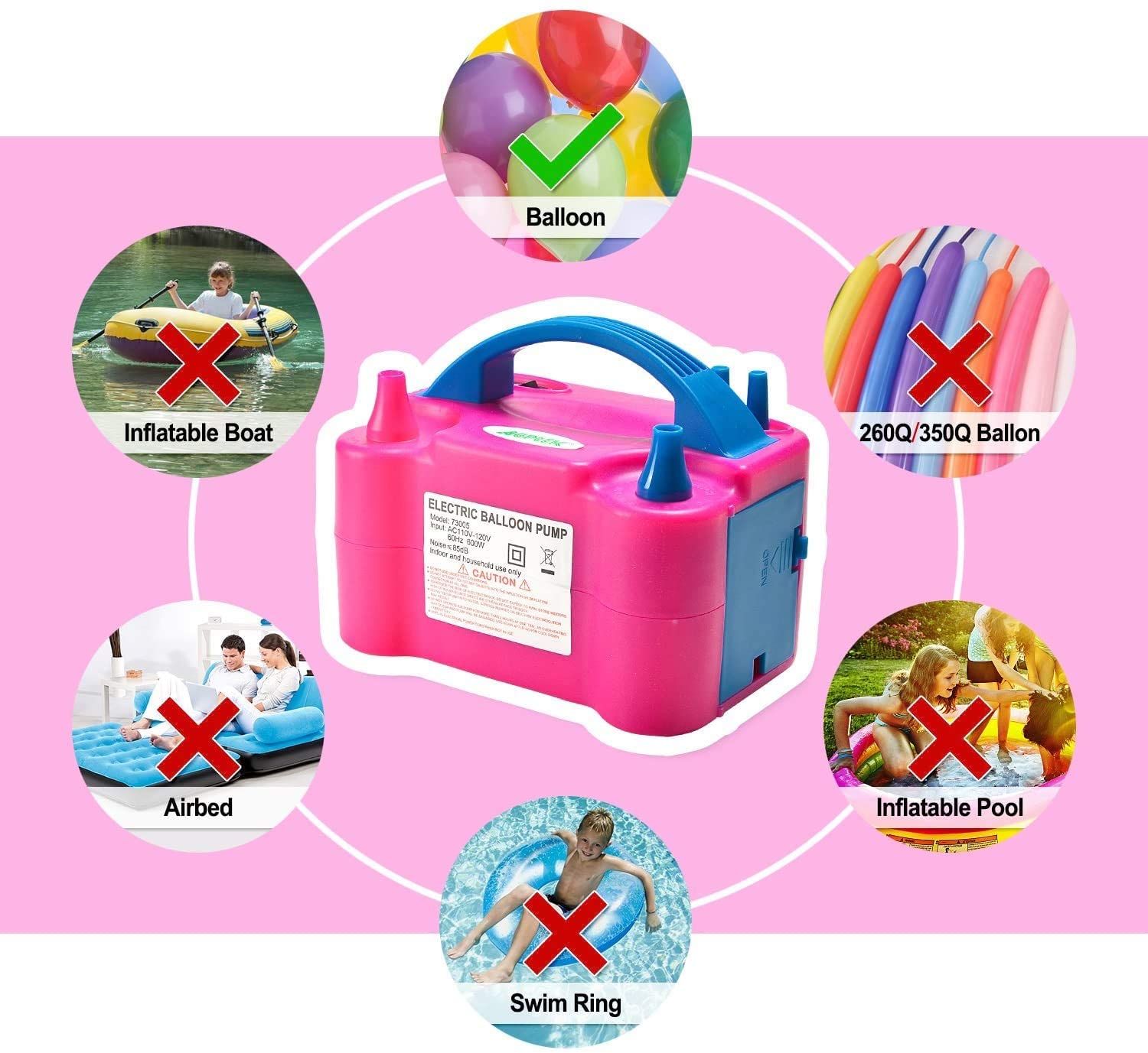 Elektrikli Balon Pompası Çift Uçlu Çift Çıkışlı Balon Makinası