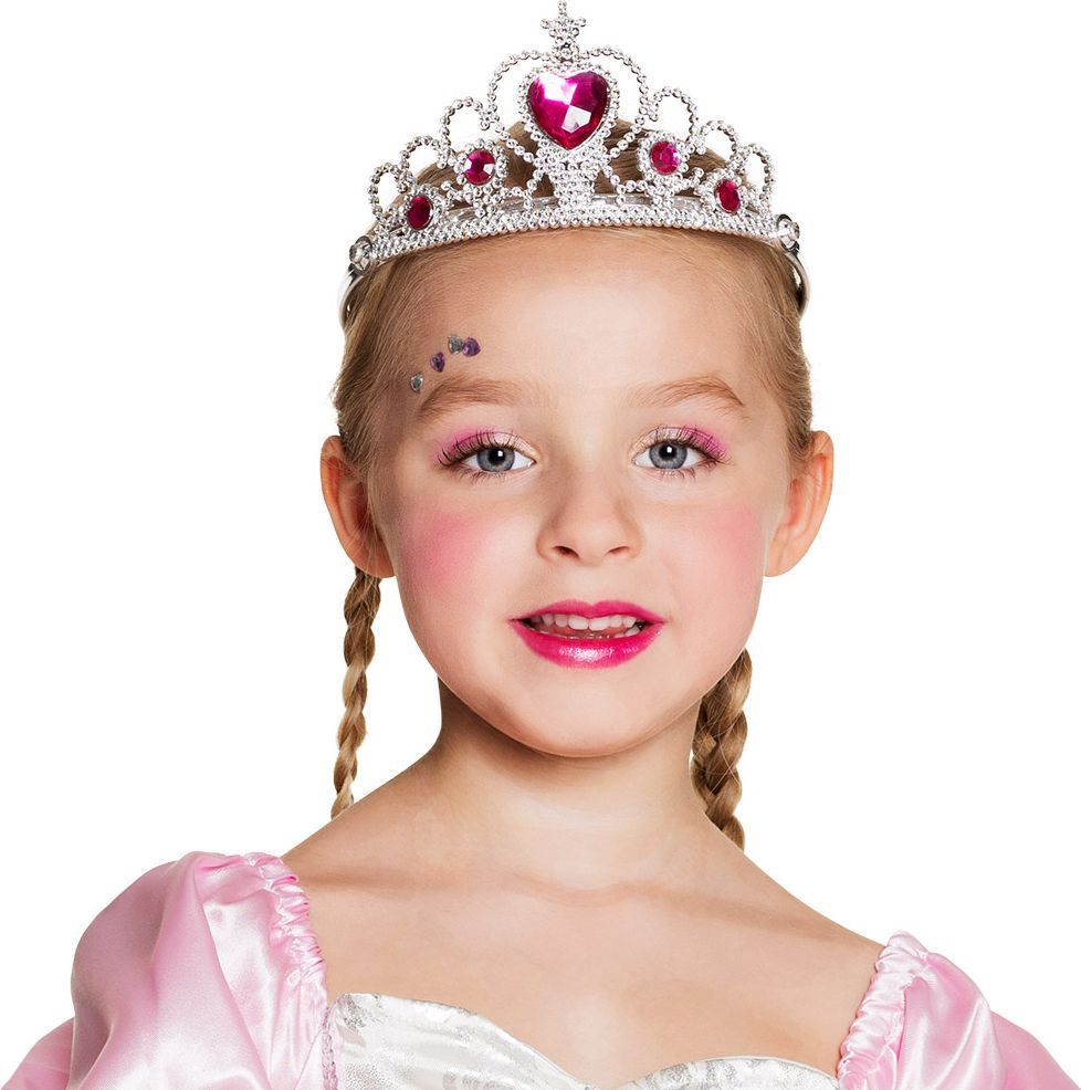 Fuşya Kalp İşlemeli Prenses Elsa Tacı 5x17 cm