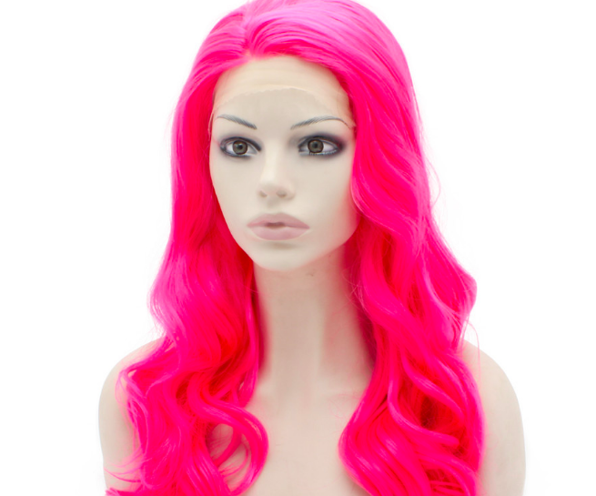 Fuşya Renk Dalgalı Uzun Parti Peruğu Takma Saç