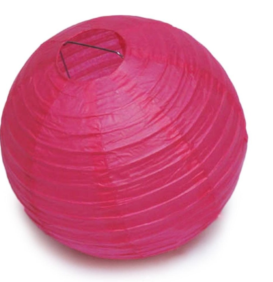 Fuşya Renk Kağıt Süs Japon Fener Dekorasyon Asma Süs 25 Cm