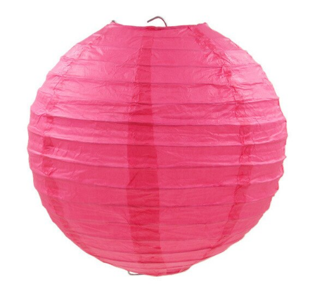 Fuşya Renk Kağıt Süs Japon Fener Dekorasyon Asma Süs 30 Cm