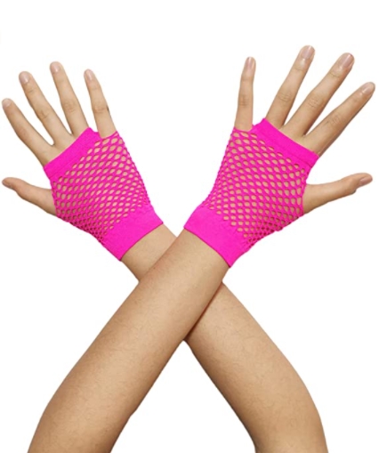 Fuşya Renk Kısa Boy Fileli Örgü Eldiven