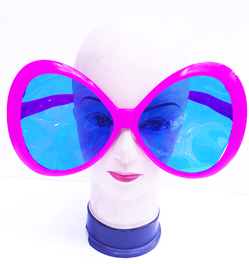 Fuşya Renk Pembe Renk Renk Mega Boy Oval Yuvarlak Parti Gözlüğü