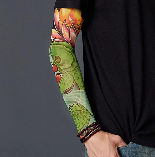 Giyilebilir Kol Dövmesi Çorap Dövme 3D Baskılı Kol Bacak Dövme 2 Adet Model 6