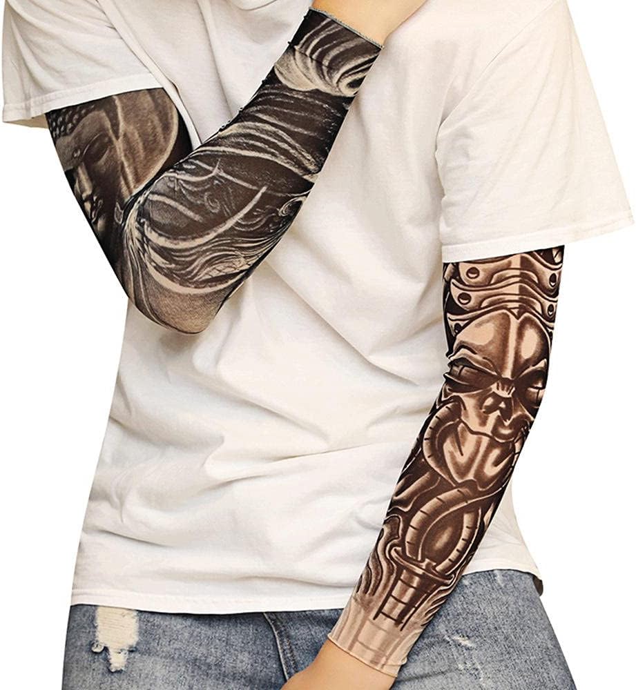 Giyilebilir Kol Dövmesi Çorap Dövme 3D Baskılı Kol Bacak Dövme 2 Adet Model 8