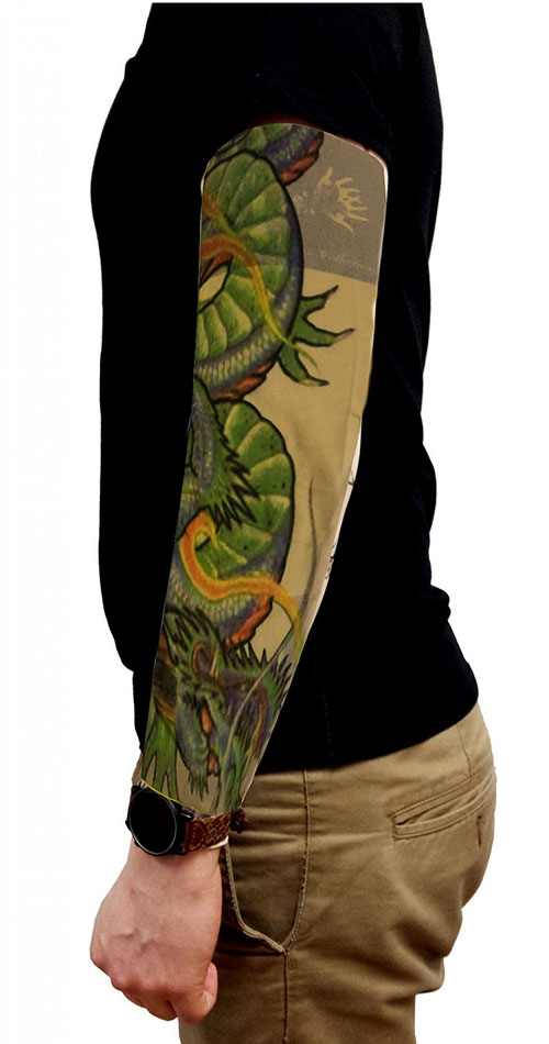 Giyilebilir Kol Dövmesi Çorap Dövme 3D Baskılı Kol Bacak Dövme 2 Adet Model 45