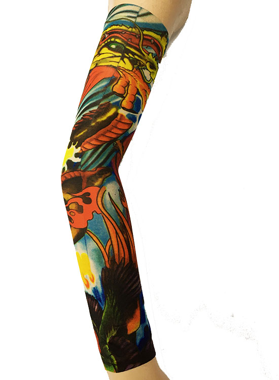 Giyilebilir Kol Dövmesi Çorap Dövme 3D Baskılı Kol Bacak Dövme 2 Adet Model 63