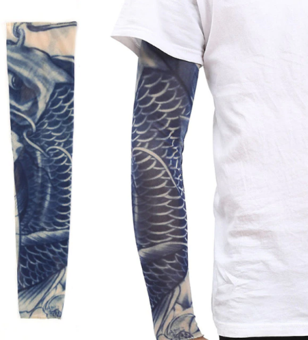 Giyilebilir Kol Dövmesi Çorap Dövme 3D Baskılı Kol Bacak Dövme 2 Adet Model 12