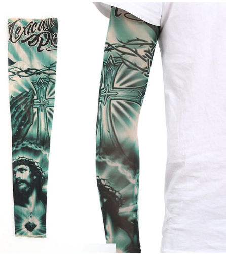 Giyilebilir Kol Dövmesi Çorap Dövme 3D Baskılı Kol Bacak Dövme 2 Adet Model 15