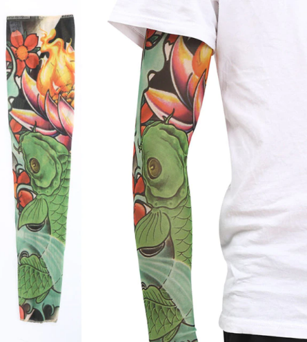 Giyilebilir Kol Dövmesi Çorap Dövme 3D Baskılı Kol Bacak Dövme 2 Adet Model 6