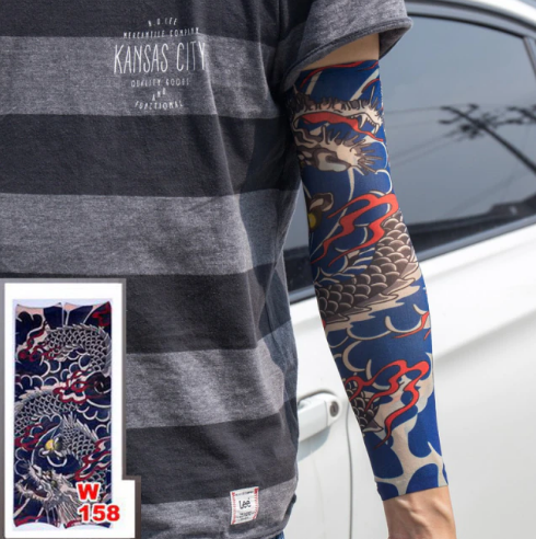 Giyilebilir Kol Dövmesi Çorap Dövme 3D Baskılı Kol Bacak Dövme 2 Adet Model 22